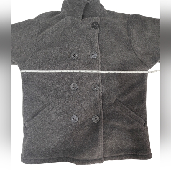 Lands’ End Polartec Fleece Peacoat Jacket Large Gray Double Breasted - Picture 6 of 8